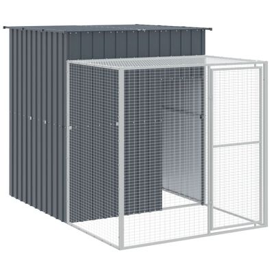 vidaXL Chicken Cage with Run Anthracite 65"x259.4"x71.3" Galvanized Steel