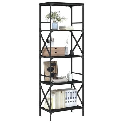 vidaXL Bookcase 5-Tier Black 23.2"x13.8"x67.3" Engineered Wood