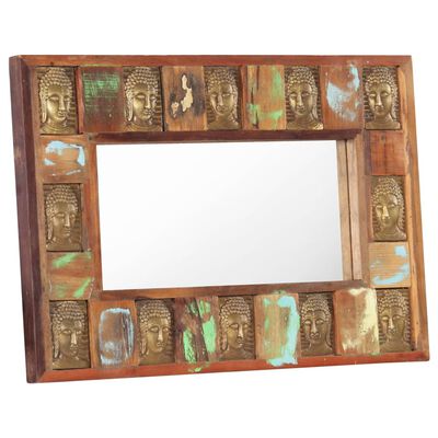 vidaXL Mirror with Buddha Cladding 31.5"x19.7" Solid Reclaimed Wood