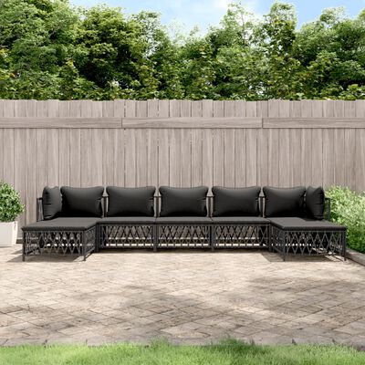 vidaXL 7 Piece Patio Lounge Set with Cushions Anthracite Steel