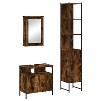 vidaXL 3 Piece Bathroom Furniture Set Smoked Oak Engineered Wood