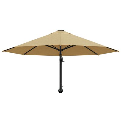 vidaXL Wall-Mounted Garden Parasol with Metal Pole 118.1" Taupe