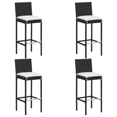 vidaXL 5 Piece Patio Bar Set with Cushions Poly Rattan Black