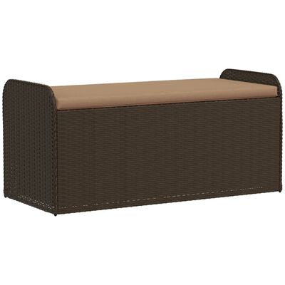 vidaXL Storage Bench with Cushion Brown 45.3"x20.1"x20.5" Poly Rattan