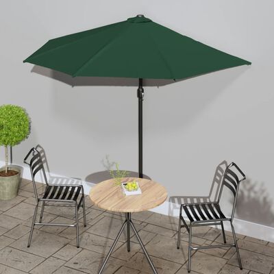 vidaXL Garden Parasol with Aluminum Pole Green 106.3"x56.7" Half