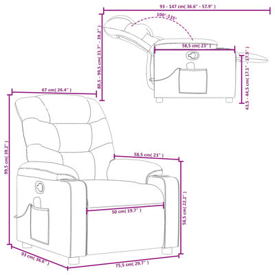 vidaXL Massage Recliner Chair Dark Green Fabric