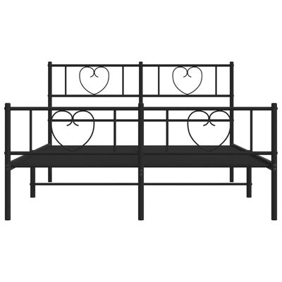 vidaXL Metal Bed Frame without Mattress with Footboard Black 53.1"x74.8"