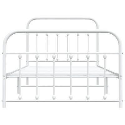 vidaXL Metal Bed Frame without Mattress with Footboard White 39.4"x78.7"