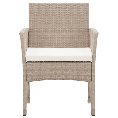 vidaXL Patio Armchairs with Cushions 2 pcs Beige Poly Rattan