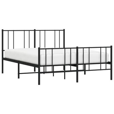 vidaXL Metal Bed Frame without Mattress with Footboard Black 53.1"x74.8"