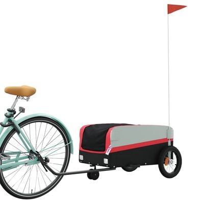 vidaXL Bike Trailer Black and Red 66.1 lb Iron