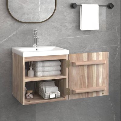 vidaXL Wall-mounted Bathroom Cabinet 16.1"x15"x15.7" Solid Wood Teak