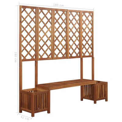 vidaXL Garden Planter with Bench and Trellis Solid Acacia Wood