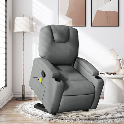 vidaXL Stand up Massage Recliner Chair Dark Gray Fabric