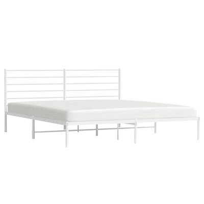 vidaXL Metal Bed Frame without Mattress with Headboard White 72"x83.9"