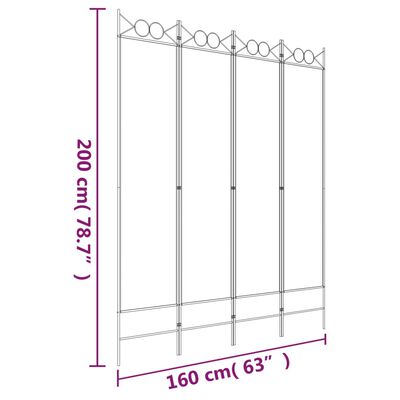 vidaXL 4-Panel Room Divider Brown 63"x78.7" Fabric