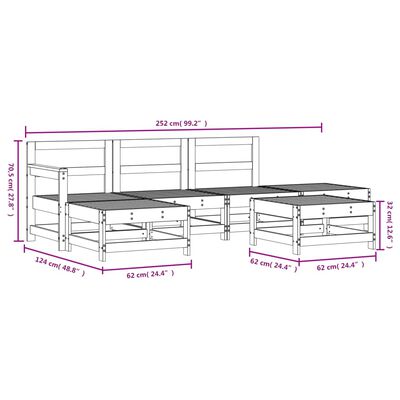 vidaXL 6 Piece Patio Lounge Set Solid Wood Pine