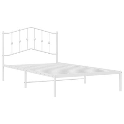 vidaXL Metal Bed Frame without Mattress with Headboard White 39.4"x78.7"