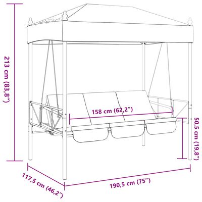 vidaXL Patio Swing Bench with Canopy Green Steel