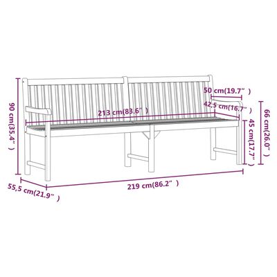 vidaXL Patio Bench 86.2" Solid Acacia Wood