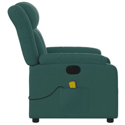 vidaXL Electric Massage Recliner Chair Dark Green Fabric