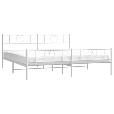 vidaXL Metal Bed Frame without Mattress with Footboard White 76"x79.9"