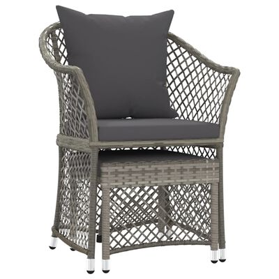 vidaXL 2 Piece Patio Lounge Set with Cushions Gray Poly Rattan