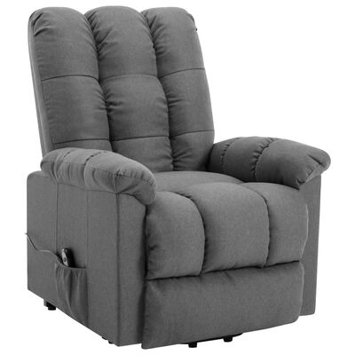 vidaXL Power Lift Recliner Light Gray Fabric