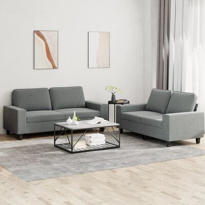 vidaXL 2 Piece Sofa Set Dark Gray Fabric