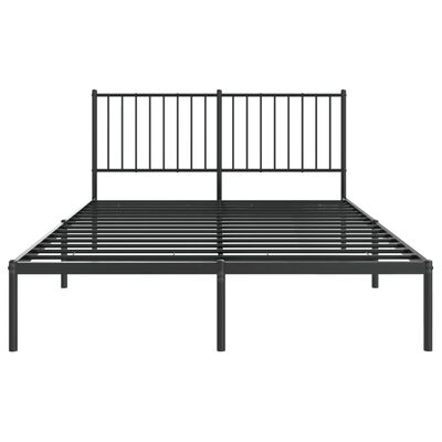 vidaXL Metal Bed Frame without Mattress with Headboard Black 53.1"x74.8"