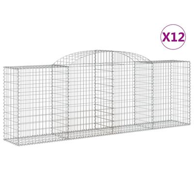 vidaXL Arched Gabion Baskets 12 pcs 118.1"x19.7"x39.4"/47.2" Galvanized Iron