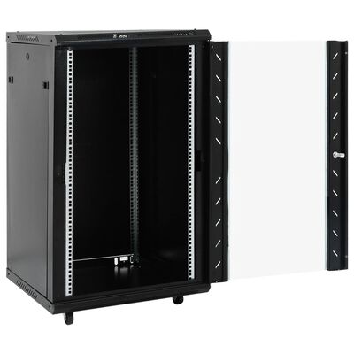 vidaXL 18U Network Cabinet 19" IP20 Black 23.6"x23.6"x39.4"