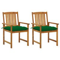 vidaXL Patio Chairs with Cushions 2 pcs Solid Acacia Wood