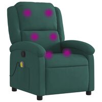 vidaXL Massage Recliner Chair Dark Green Velvet