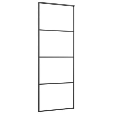 vidaXL Sliding Door Frosted ESG Glass and Aluminum 29.9"x80.7" Black