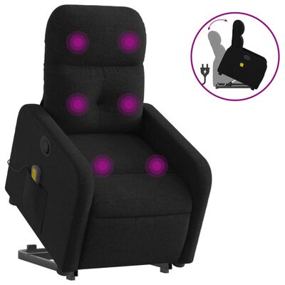 vidaXL Stand up Massage Recliner Chair Black Fabric