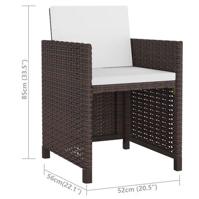 vidaXL 9 Piece Patio Dining Set with Cushions Poly Rattan Brown