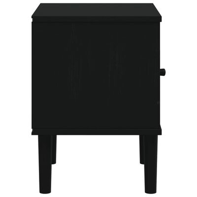 vidaXL Bedside Cabinet SENJA Rattan Look Black 15.7"x13.8"x18.9" Solid Wood Pine