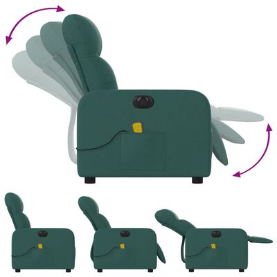 vidaXL Electric Massage Recliner Chair Dark Green Fabric