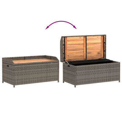 vidaXL Storage Bench Gray 39.4"x19.7"x20.5" Poly Rattan and Acacia Wood