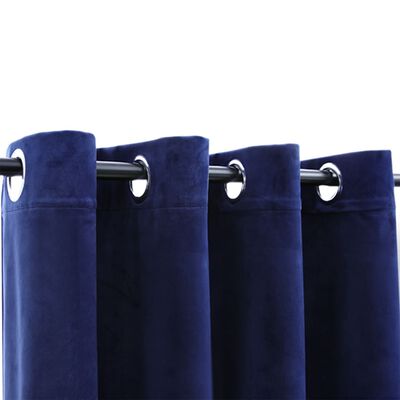 vidaXL Blackout Curtains with Rings 2 pcs Navy Blue 54"x63" Velvet