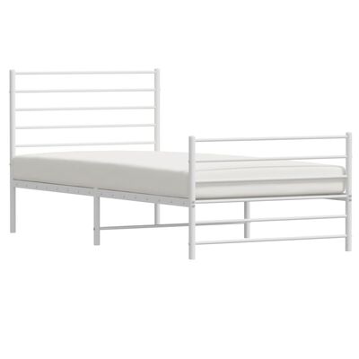 vidaXL Metal Bed Frame without Mattress with Footboard White 39.4"x74.8"