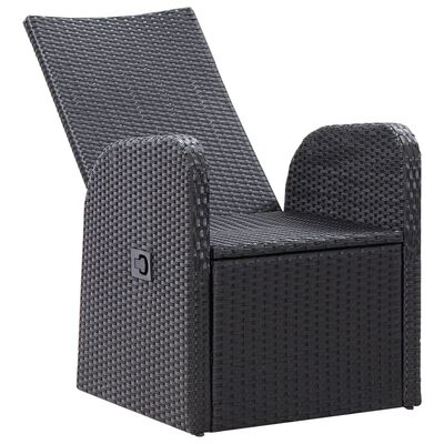 Dwingend kortademigheid kans vidaXL Reclining Patio Chairs 2 pcs with Cushions Poly Rattan Black |  vidaXL.com