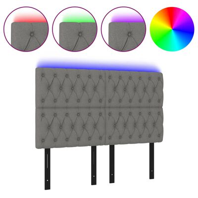 vidaXL LED Headboard Dark Gray 56.7"x2.8"x46.5"/50.4" Fabric