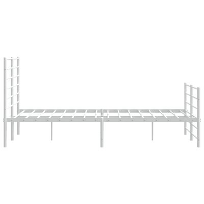 vidaXL Metal Bed Frame without Mattress with Footboard White 53.1"x74.8"