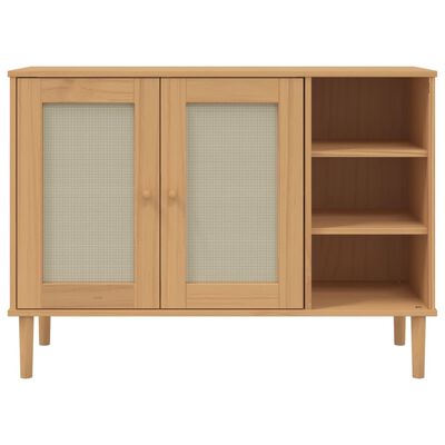 vidaXL Sideboard SENJA Rattan Look Brown 44.1"x15.7"x31.5" Solid Wood Pine