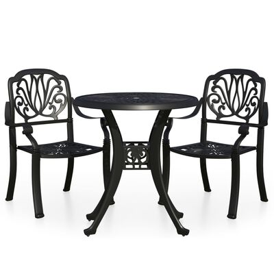 vidaXL 3 Piece Bistro Set Cast Aluminum Black