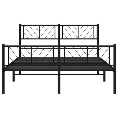 vidaXL Metal Bed Frame without Mattress with Footboard Black 53.1"x74.8"