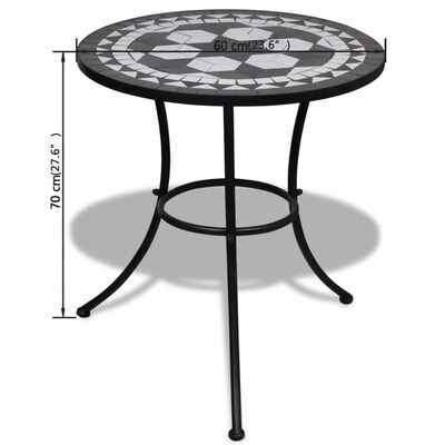 vidaXL 3 Piece Bistro Set Ceramic Tile Black and White