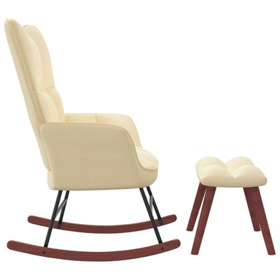 vidaXL Rocking Chair with a Stool Cream White Velvet